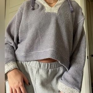 Vintage Havana Lavender Knit Crop Hoodie
